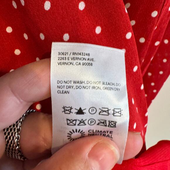 Reformation Cressida Puff Sleeve Mini Dress Red Polka Dot Cut Out Zip Sz 2 - Picture 8 of 10